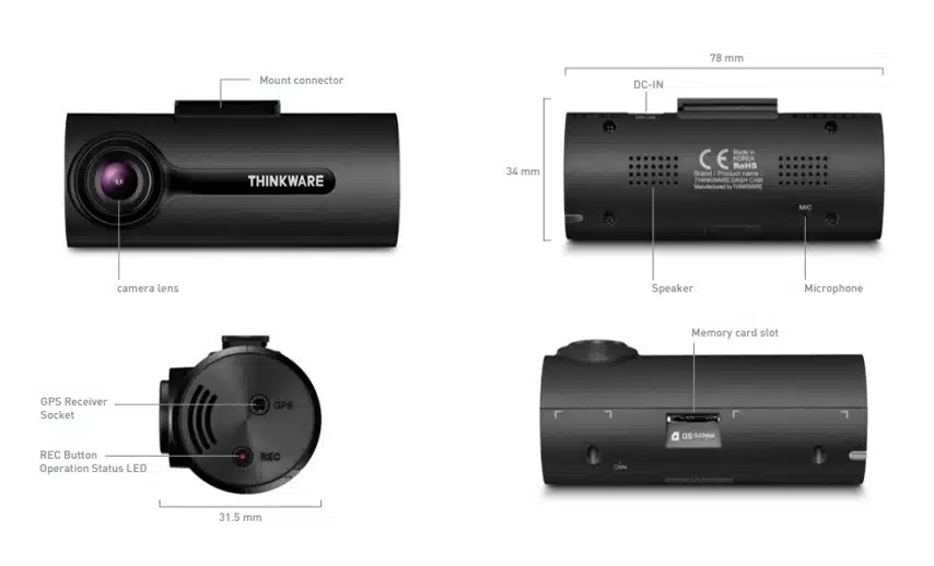 F70 8GB Front Facing Fleet Camera with GPS - Thinkware Dash Cam - £109.00