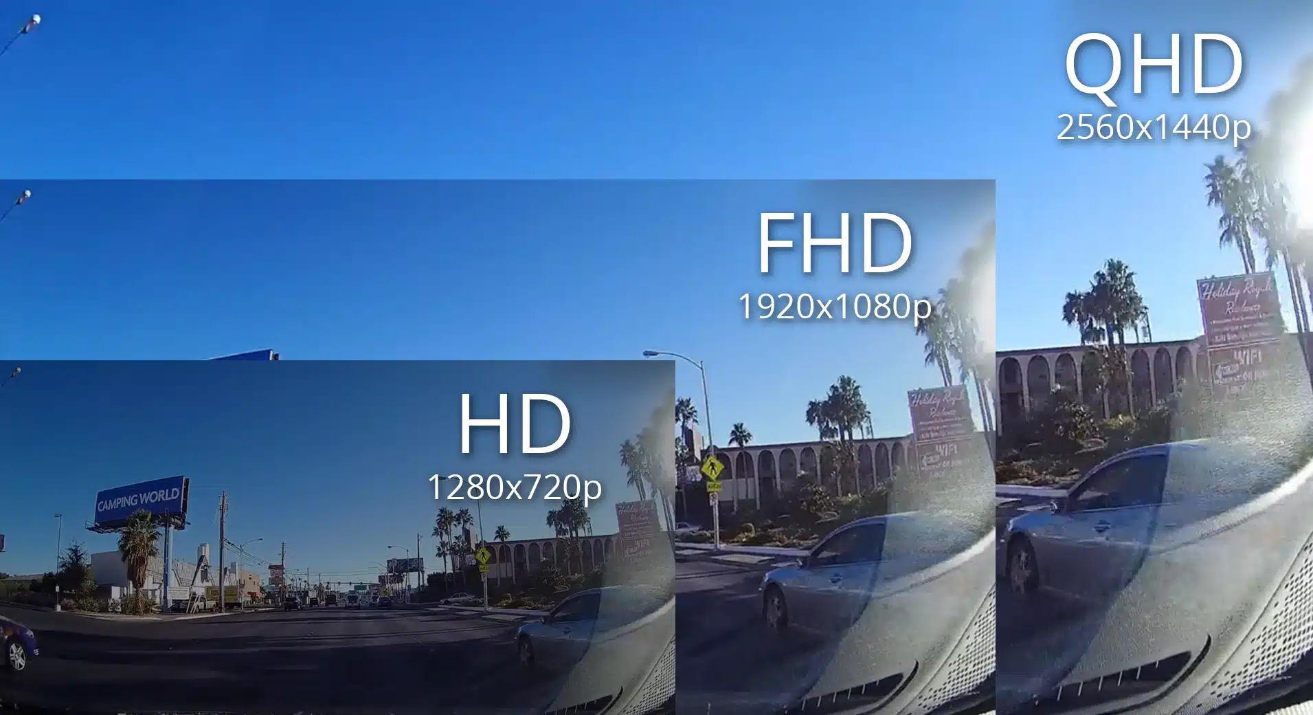Thinkware Dash Cam Resolution Comparison HD, FHD, QHD